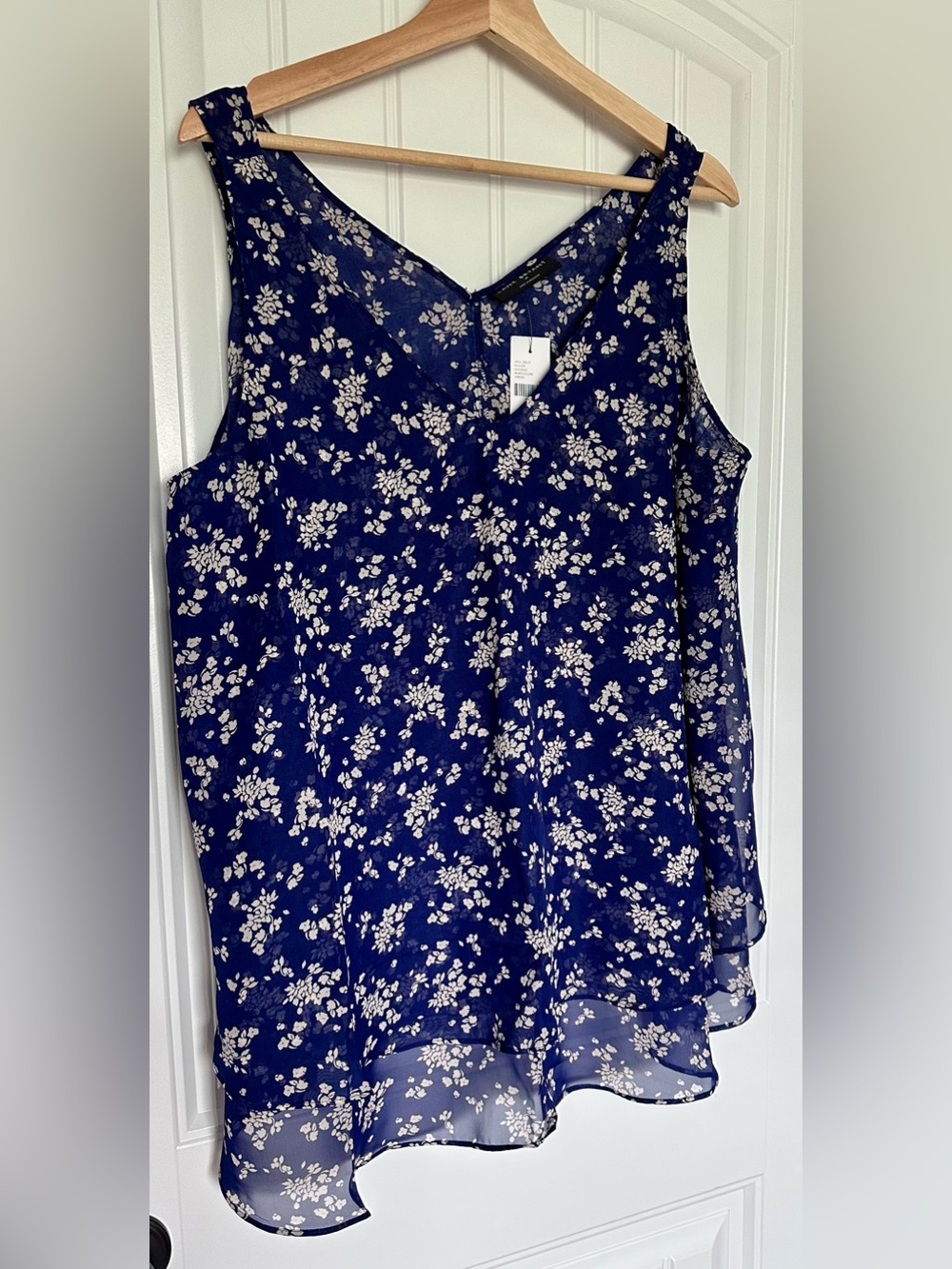 Lane Bryant Floral Swing Tank Blouse NWT Size 18 Sheer Layered Hem